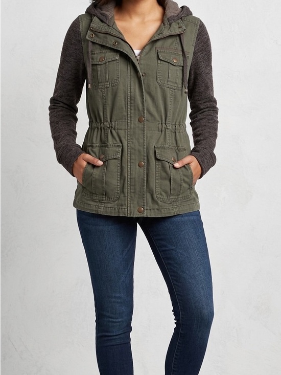Ashley By 26 International Jackets & Blazers - Ashley by 26 International Utility Collection Hooded Mixed Media Jacket - Size S